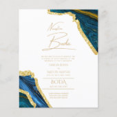Nuestra Boda Gold Text AGATE Wedding INVITE (Voorkant)
