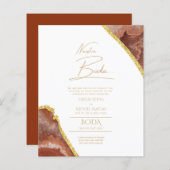 Nuestra Boda Gold Text AGATE Wedding INVITE (Voorkant / Achterkant)