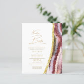 Nuestra Boda Gold Text AGATE Wedding INVITE (Staand voorkant)