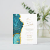 Nuestra Boda Gold Text AGATE Wedding INVITE (Staand voorkant)