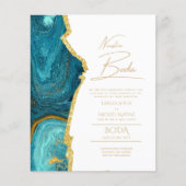 Nuestra Boda Gold Text AGATE Wedding INVITE (Voorkant)