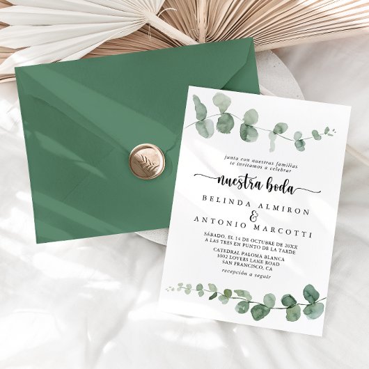 Nuestra Boda Green Delight Eucalyptus Wedding Kaart