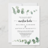 Nuestra Boda Green Delight Eucalyptus Wedding Kaart (Voorkant)