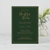 NUESTRA BODA GREEN GOLD RSVP MENU DETAILS QRCode Kaart (Staand voorkant)