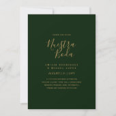 NUESTRA BODA GREEN GOLD RSVP MENU DETAILS QRCode Kaart (Voorkant)