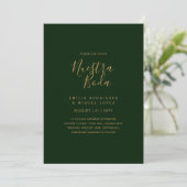 NUESTRA BODA GREEN GOLD RSVP MENU DETAILS QRCode Kaart (Staand voorkant)