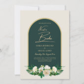 NUESTRA BODA Green Gold White Roses Winter INVITE Kaart (Voorkant)
