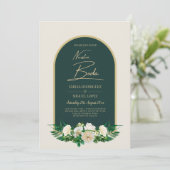 NUESTRA BODA Green Gold White Roses Winter INVITE Kaart (Staand voorkant)