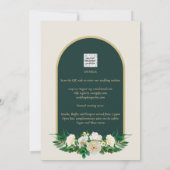 NUESTRA BODA Green Gold White Roses Winter INVITE Kaart (Achterkant)