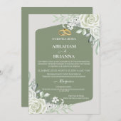 Nuestra Boda Green Sage Floral Wedding Invitation Kaart (Voorkant / Achterkant)