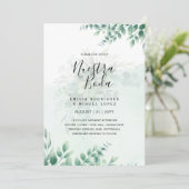 NUESTRA BODA Greenery RSVP MENU DETAILS QRCode Kaart (Staand voorkant)