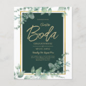 Nuestra Boda Greenery Spain WEDDING QR CODE Flyer (Voorkant)