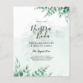 NUESTRA BODA Greenery Spanish WEDDING Invitation Flyer (Voorkant)