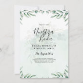 NUESTRA BODA Greenery Spanish WEDDING Invitation Kaart (Voorkant)