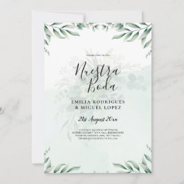 NUESTRA BODA Greenery Spanish WEDDING Invitation Kaart