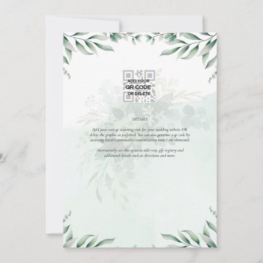 NUESTRA BODA Greenery Spanish WEDDING Invitation Kaart (Achterkant)