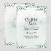 NUESTRA BODA Greenery Spanish WEDDING Invitation Kaart (Voorkant / Achterkant)