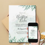NUESTRA BODA Greenery Spanish WEDDING Invitation Kaart