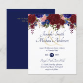 Nuestra Boda Invitacion Burgundy Blue Pink Wedding (Voorkant / Achterkant)