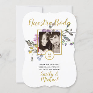 Nuestra Boda Invitacion - PHOTO Wedding Paars 2 Kaart