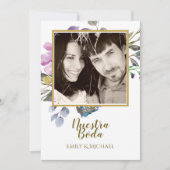 Nuestra Boda Invitacion - PHOTO Wedding Paars Kaart (Voorkant)