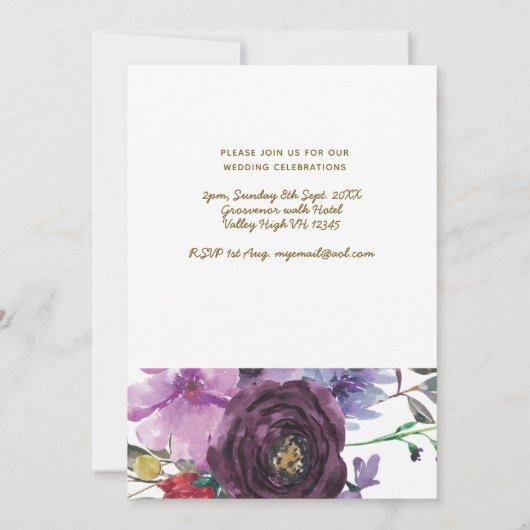 Nuestra Boda Invitacion - PHOTO Wedding Paars Kaart (Achterkant)