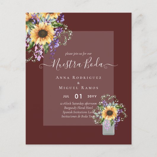 Nuestra Boda Invitacion Spain Wedding SUNFLOWERS Flyer (Voorkant)