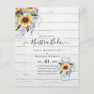 Nuestra Boda Invitacion Spain Wedding SUNFLOWERS Flyer