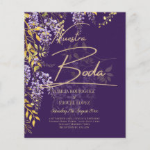 Nuestra Boda Lila Wisteria Wedding Spaans Invite