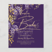 Nuestra Boda Lila Wisteria Wedding Spaans Invite Flyer (Voorkant)