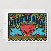 Nuestra Boda Lovevogels Papel Picado Banner Kaart (Achterkant)