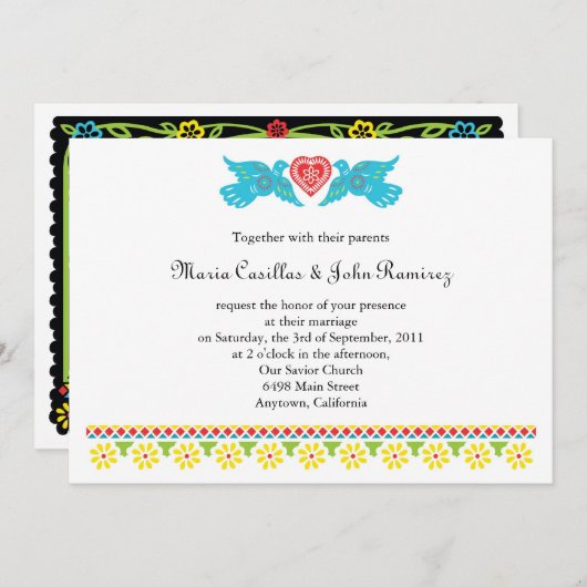 Nuestra Boda Lovevogels Papel Picado Banner Kaart (Voorkant / Achterkant)