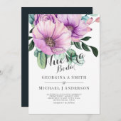 Nuestra Boda Modern Spain Wedding Purple Flowers Kaart (Voorkant / Achterkant)