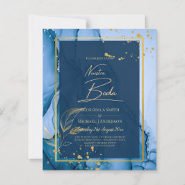 NUESTRA BODA Navy Blue Gold Ink Wedding INVITE