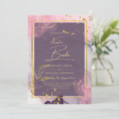 NUESTRA BODA Paars Pink Gold Ink Wedding INVITE Kaart (Staand voorkant)