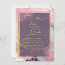 NUESTRA BODA Paars Pink Gold Ink Wedding INVITE