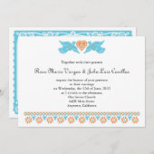 Nuestra Boda Papel Picado Tortelduifjes Blauwgroen Kaart (Voorkant / Achterkant)