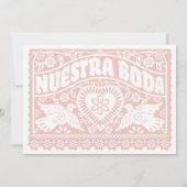 Nuestra Boda Papel Picado Tortelduifjes in Roos Go Kaart (Achterkant)