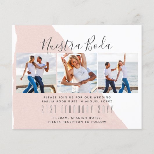 Nuestra Boda Photo Collage Wedding INVITE (Voorkant)