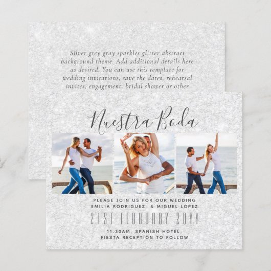 Nuestra Boda Photo Collage Wedding INVITE (Voorkant / Achterkant)