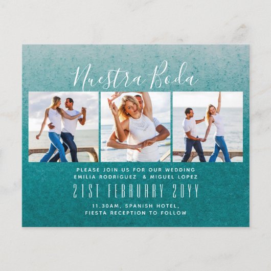 Nuestra Boda Photo Collage Wedding INVITE (Voorkant)