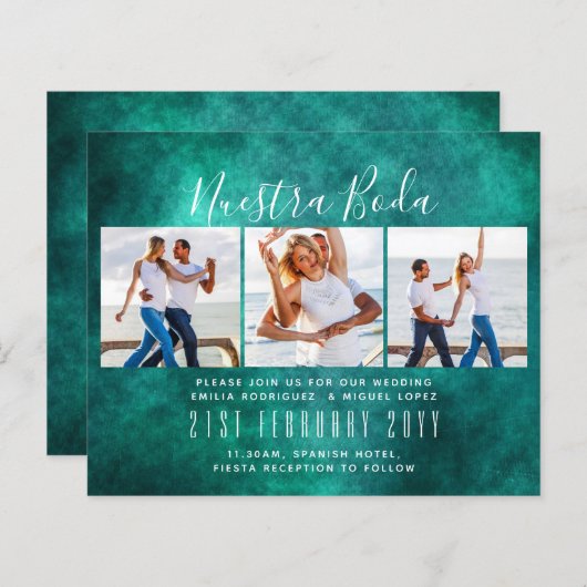 Nuestra Boda Photo Collage Wedding INVITE (Voorkant / Achterkant)