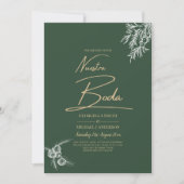 Nuestra Boda PHOTO Wedding Invite Juniper Green Kaart (Voorkant)