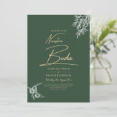 Nuestra Boda PHOTO Wedding Invite Juniper Green Kaart (Staand voorkant)