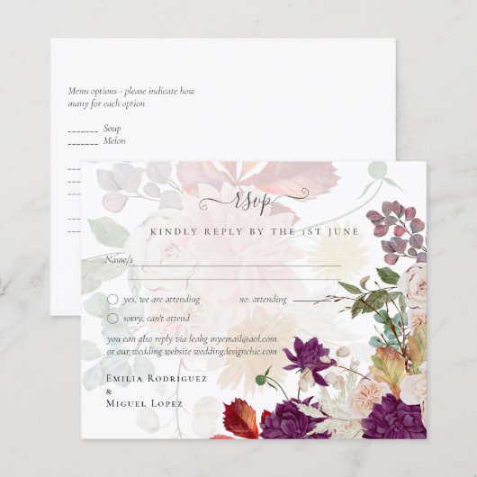 NUESTRA BODA Plum Herfst Floral Spain Wedding (Voorkant / Achterkant)