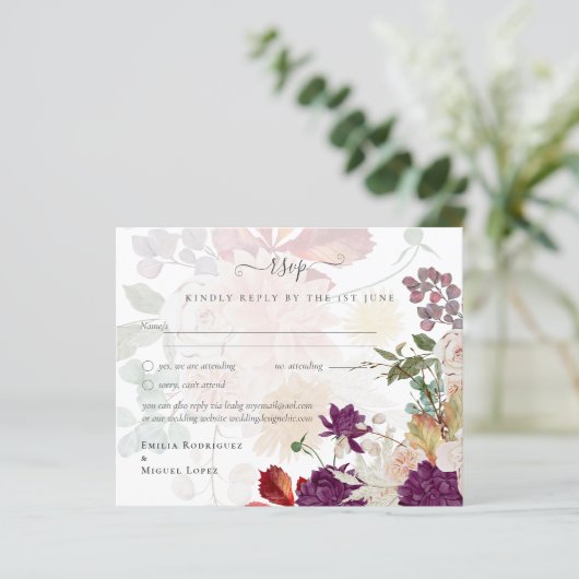 NUESTRA BODA Plum Herfst Floral Spain Wedding (Staand voorkant)