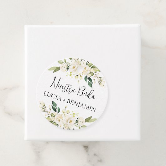Nuestra boda Ronde Bedankjes Labels (In situ)