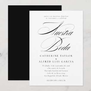 Nuestra Boda Spaans Taal Zwart Script Bruiloft Kaart