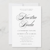 Nuestra Boda Spaans Taal Zwart Script Bruiloft Kaart (Voorkant)