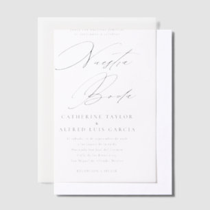 Nuestra Boda Spaans Taal Zwart Script Bruiloft Vellum Uitnodigingen